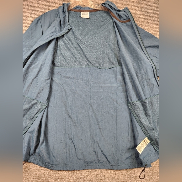 Gymshark Men's Windbreaker Jacket Size Small Teal Lime Green Hoodie Full Zip - Picture 10 of 16